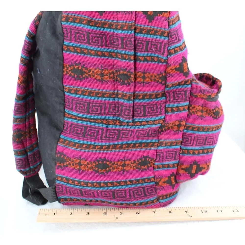 Mexican Blanket Multicolor Woven Backpack Hippie Boho Bag Fiesta Festival Nice!
